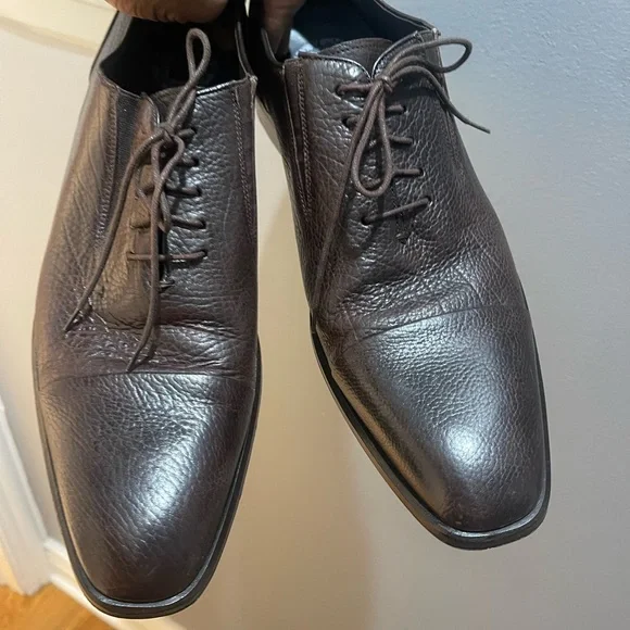 Massimo Dutti Brown Pebble Leather Dress Shoes - Sz 11.5 - Picture 1 of 15